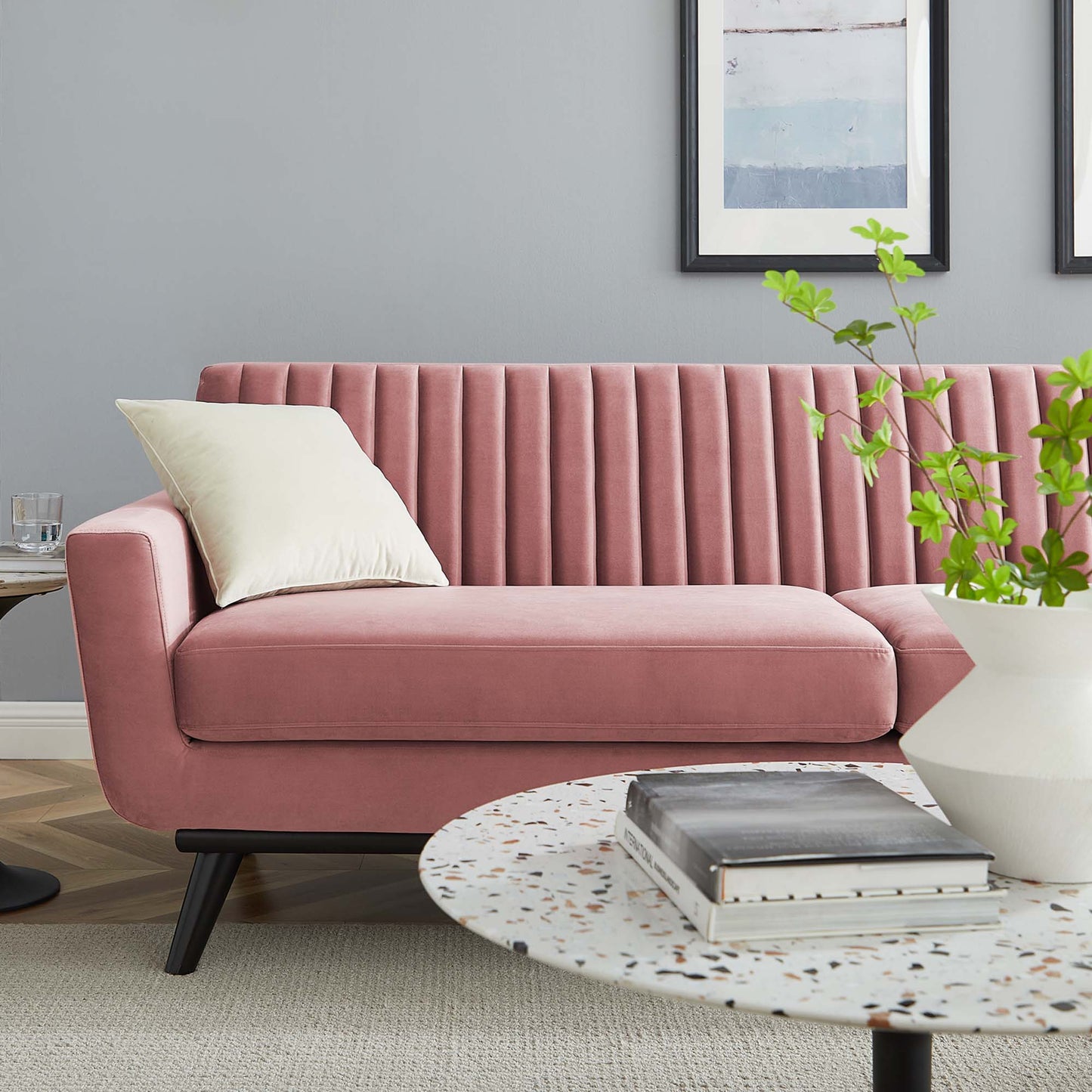 Engage Channel Tufted Performance Velvet Sofa by Furniture for America
