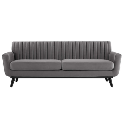 Engage Channel Tufted Performance Velvet Sofa by Furniture for America