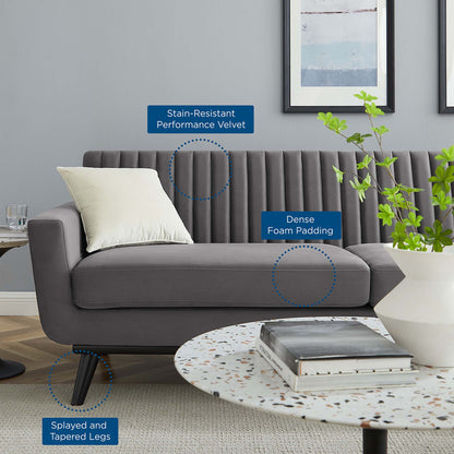 Engage Channel Tufted Performance Velvet Sofa by Furniture for America