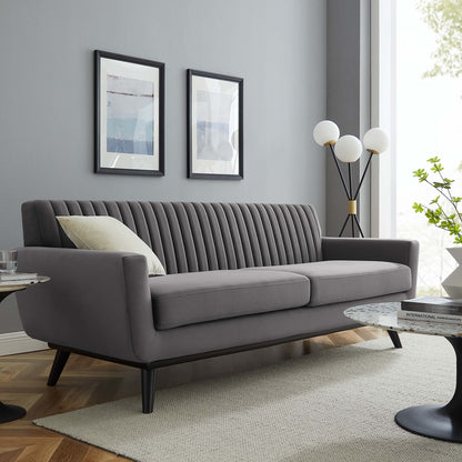 Engage Channel Tufted Performance Velvet Sofa by Furniture for America
