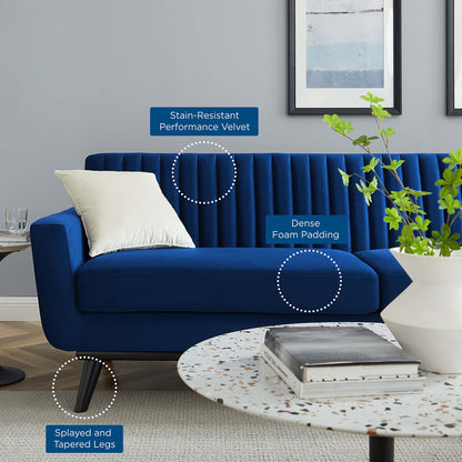 Engage Channel Tufted Performance Velvet Sofa by Furniture for America