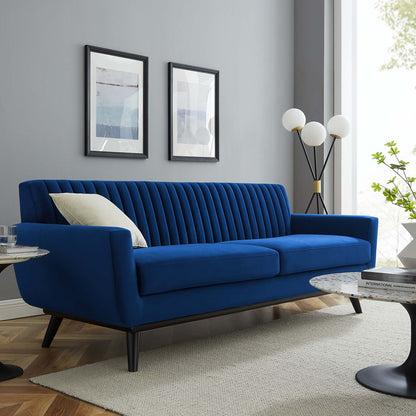 Engage Channel Tufted Performance Velvet Sofa by Furniture for America