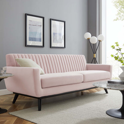Engage Channel Tufted Performance Velvet Sofa by Furniture for America