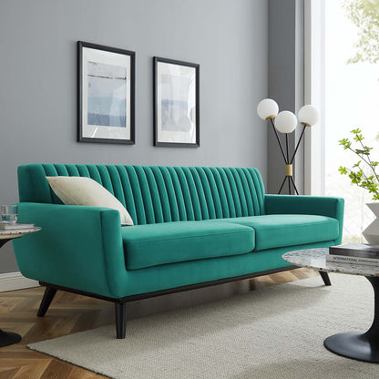 Engage Channel Tufted Performance Velvet Sofa by Furniture for America