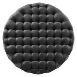 Alder Tufted Button Large Round Performance Velvet Ottoman in Black