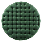 Alder Tufted Button Large Round Performance Velvet Ottoman in Emerald