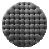 Alder Tufted Button Large Round Performance Velvet Ottoman in Gray