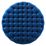 Alder Tufted Button Large Round Performance Velvet Ottoman in Navy