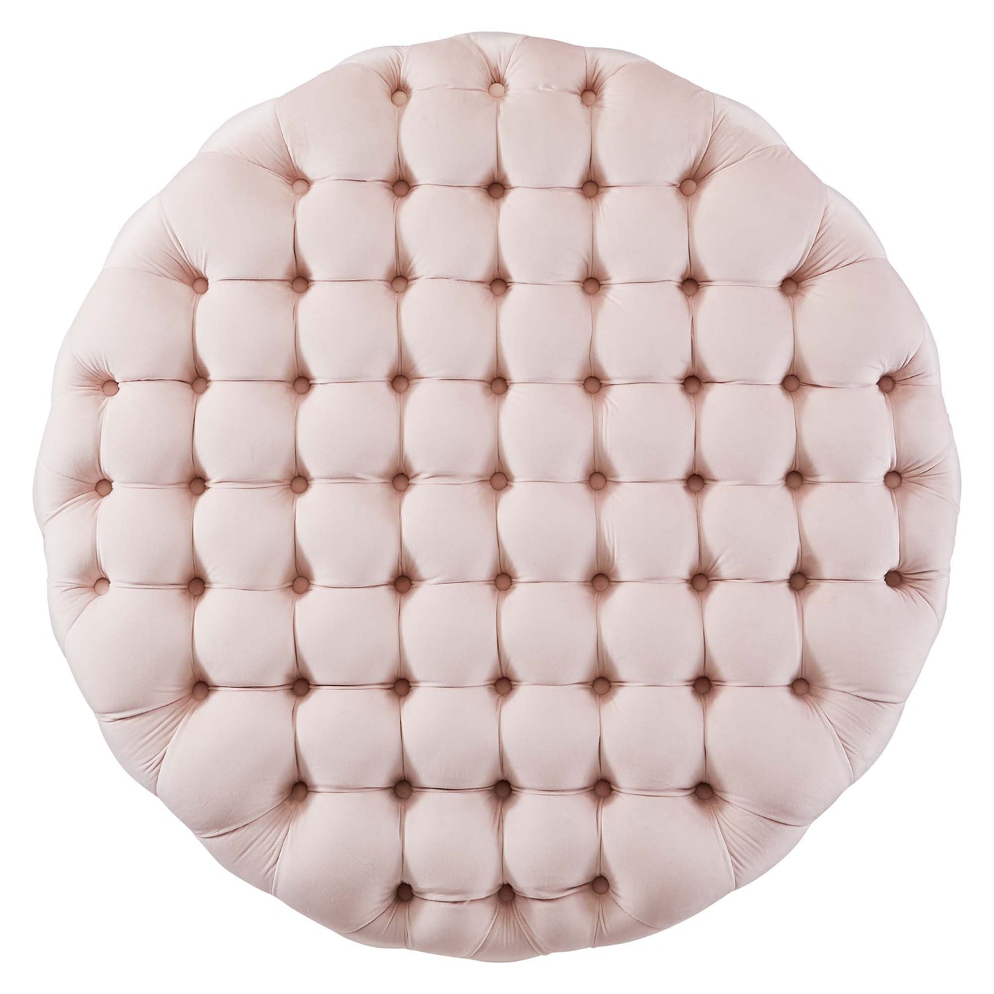 Amour Tufted Button Large Round Performance Velvet Ottoman by Furniture For America