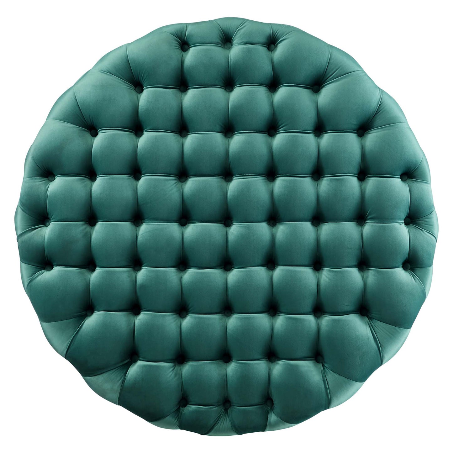 Amour Tufted Button Large Round Performance Velvet Ottoman by Furniture For America