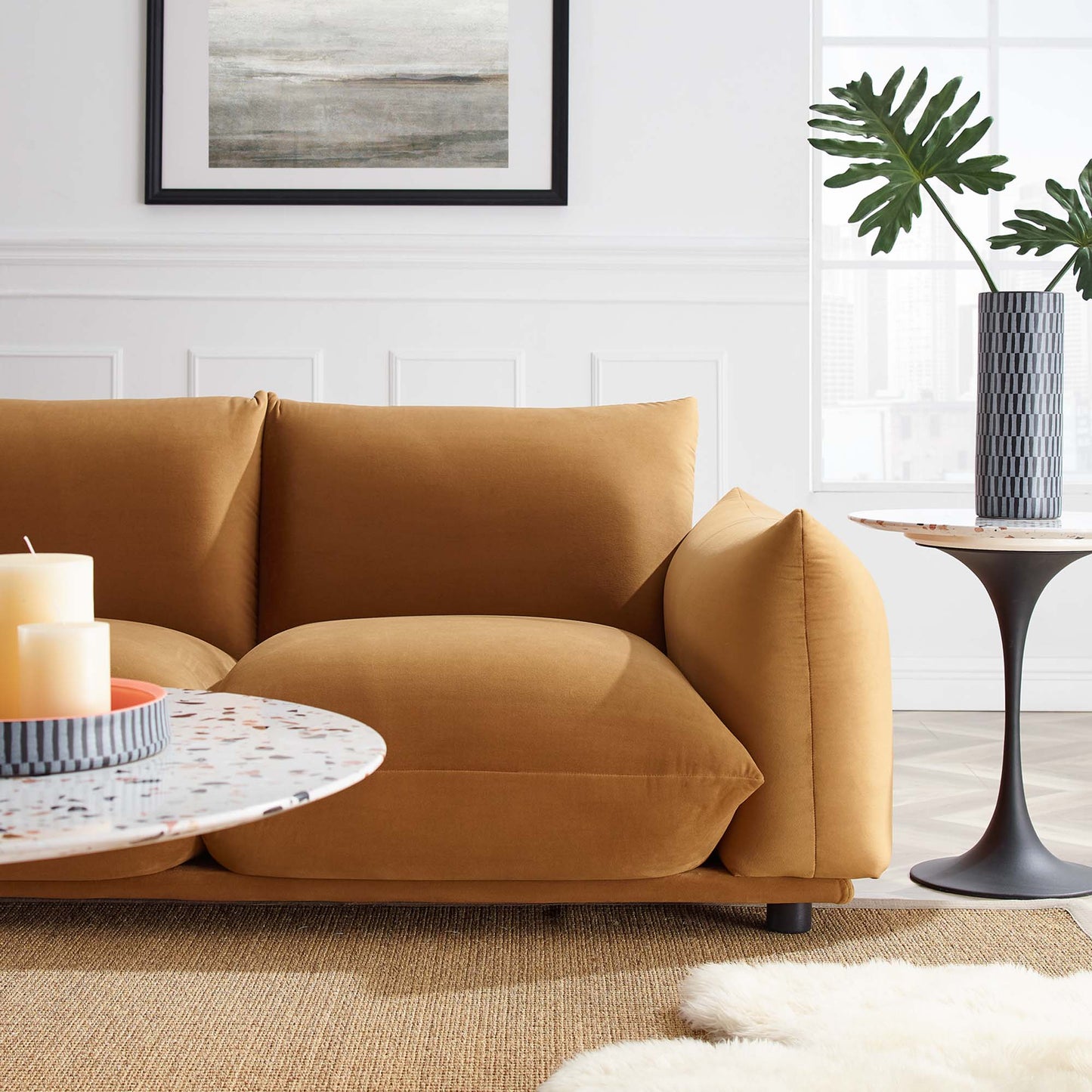 Copious Performance Velvet Sofa by Furniture for America
