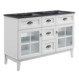 Vance 48" Double Bathroom Vanity Cabinet in White Black