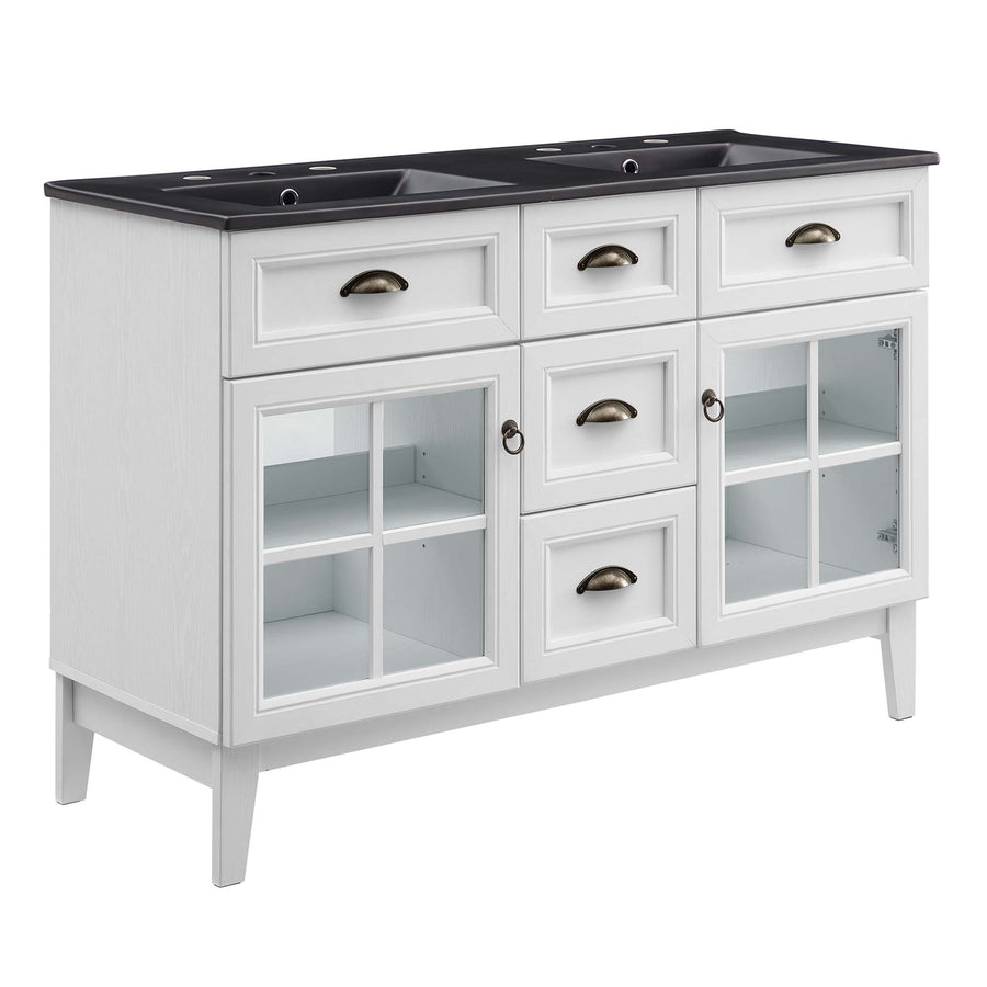 Vance 48" Double Bathroom Vanity Cabinet in White Black