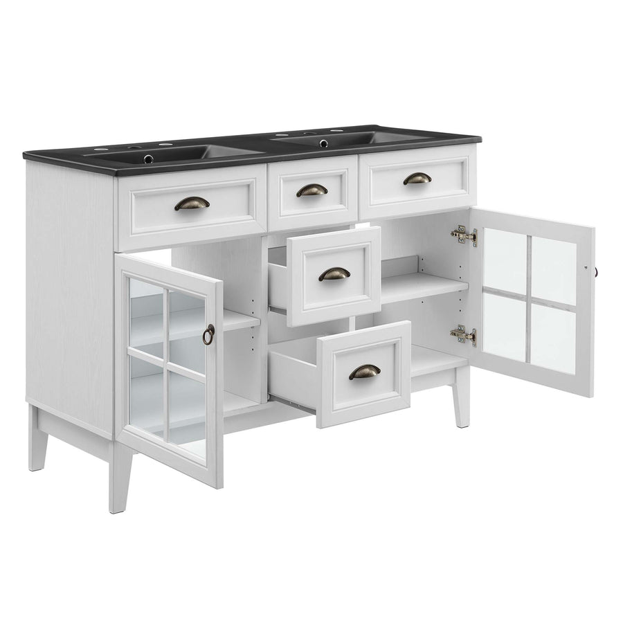 Vance 48" Double Bathroom Vanity Cabinet in White Black