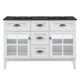 Vance 48" Double Bathroom Vanity Cabinet in White Black