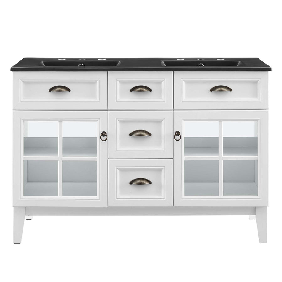 Vance 48" Double Bathroom Vanity Cabinet in White Black