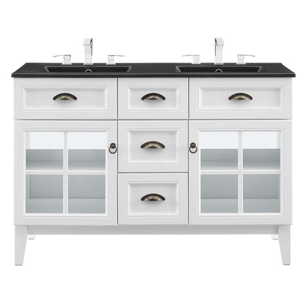Isle 48" Double Bathroom Vanity Cabinet in White Black