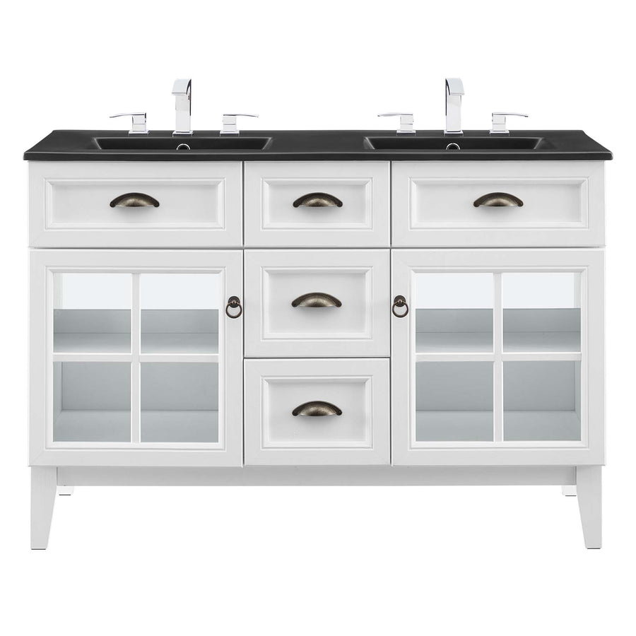 Vance 48" Double Bathroom Vanity Cabinet in White Black