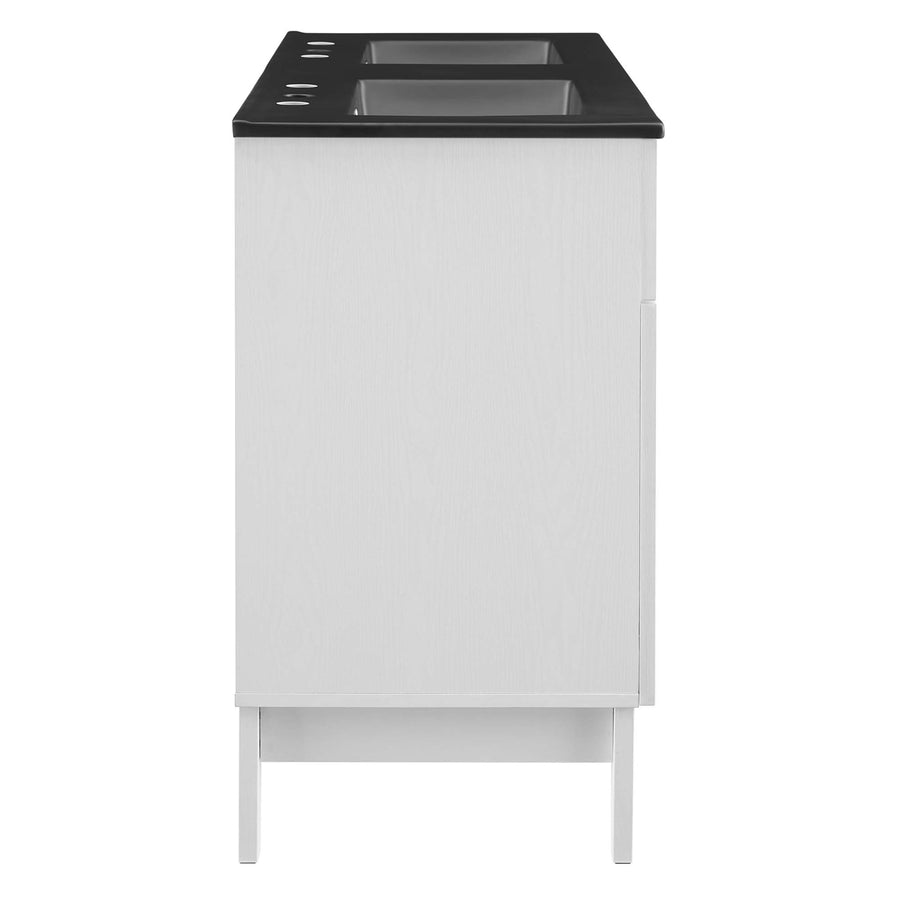 Vance 48" Double Bathroom Vanity Cabinet in White Black