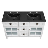 Vance 48" Double Bathroom Vanity Cabinet in White Black