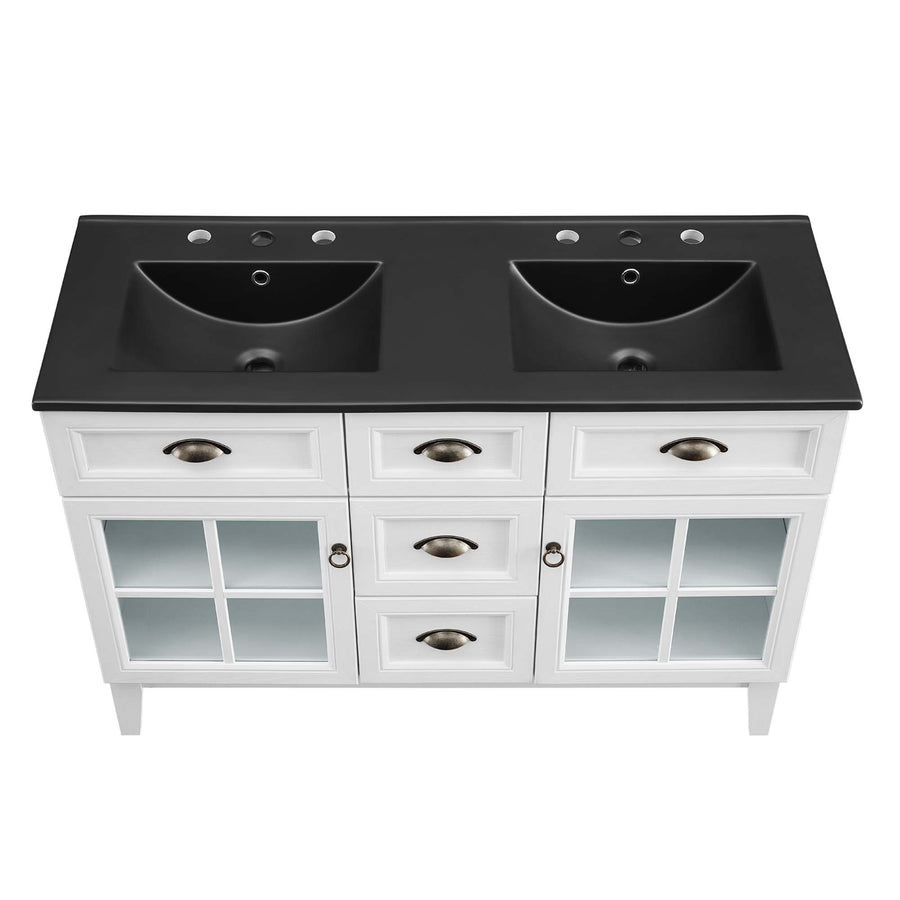 Vance 48" Double Bathroom Vanity Cabinet in White Black