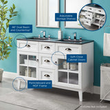 Vance 48" Double Bathroom Vanity Cabinet in White Black