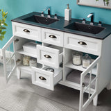 Vance 48" Double Bathroom Vanity Cabinet in White Black