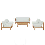 Fable 6 Piece Outdoor Patio Teak Set in Natural White