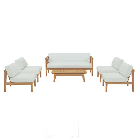 Bayport 6 Piece Outdoor Patio Teak Set in Natural White