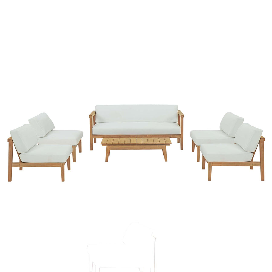 Fable 6 Piece Outdoor Patio Teak Set in Natural White