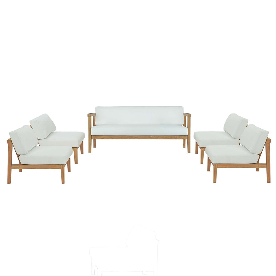 Fable 5 Piece Outdoor Patio Teak Set in Natural White