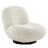 Cuenca Boucle Upholstered Upholstered Fabric Swivel Chair in Black Ivory