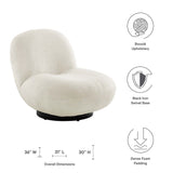 Cuenca Boucle Upholstered Upholstered Fabric Swivel Chair in Black Ivory