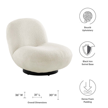 Kindred Boucle Upholstered Upholstered Fabric Swivel Chair by Furniture For America