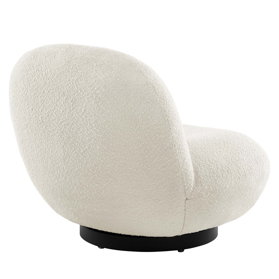 Cuenca Boucle Upholstered Upholstered Fabric Swivel Chair in Black Ivory