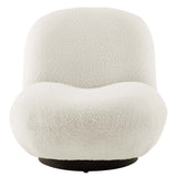 Cuenca Boucle Upholstered Upholstered Fabric Swivel Chair in Black Ivory