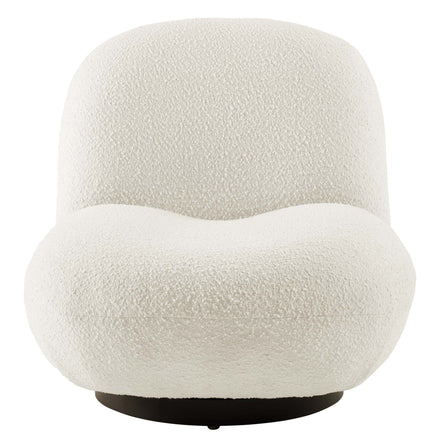 Kindred Boucle Upholstered Upholstered Fabric Swivel Chair in Black Ivory