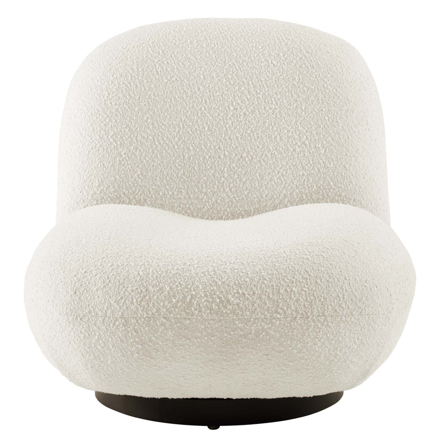 Cuenca Boucle Upholstered Upholstered Fabric Swivel Chair in Black Ivory