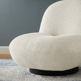 Cuenca Boucle Upholstered Upholstered Fabric Swivel Chair in Black Ivory
