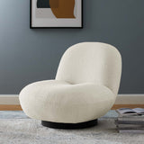 Cuenca Boucle Upholstered Upholstered Fabric Swivel Chair in Black Ivory