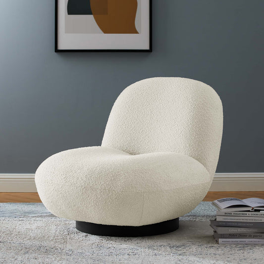 Kindred Boucle Upholstered Upholstered Fabric Swivel Chair by Furniture For America