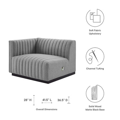 Conjure Channel Tufted Upholstered Fabric Left-Arm Chair by Furniture For America