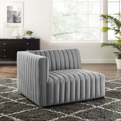 Conjure Channel Tufted Upholstered Fabric Left-Arm Chair by Furniture For America