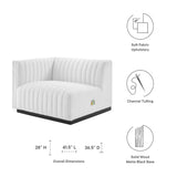 Olive Channel Tufted Upholstered Fabric Left-Arm Chair in Black White