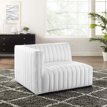 Conjure Channel Tufted Upholstered Fabric Left-Arm Chair by Furniture For America