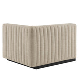 Olive Channel Tufted Upholstered Fabric Right-Arm Chair in BlackBeige