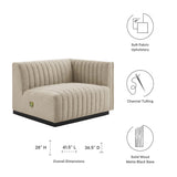 Olive Channel Tufted Upholstered Fabric Right-Arm Chair in BlackBeige