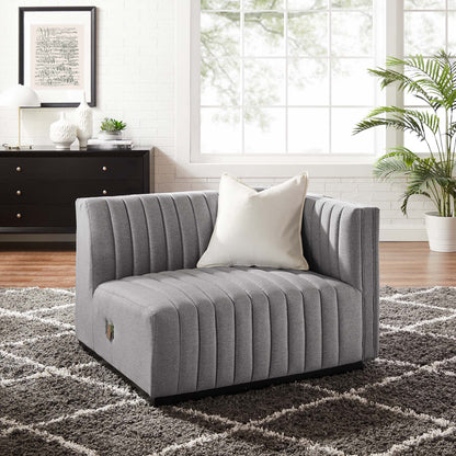 Conjure Channel Tufted Upholstered Fabric Right-Arm Chair by Furniture For America