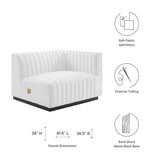 Olive Channel Tufted Upholstered Fabric Right-Arm Chair in Black White