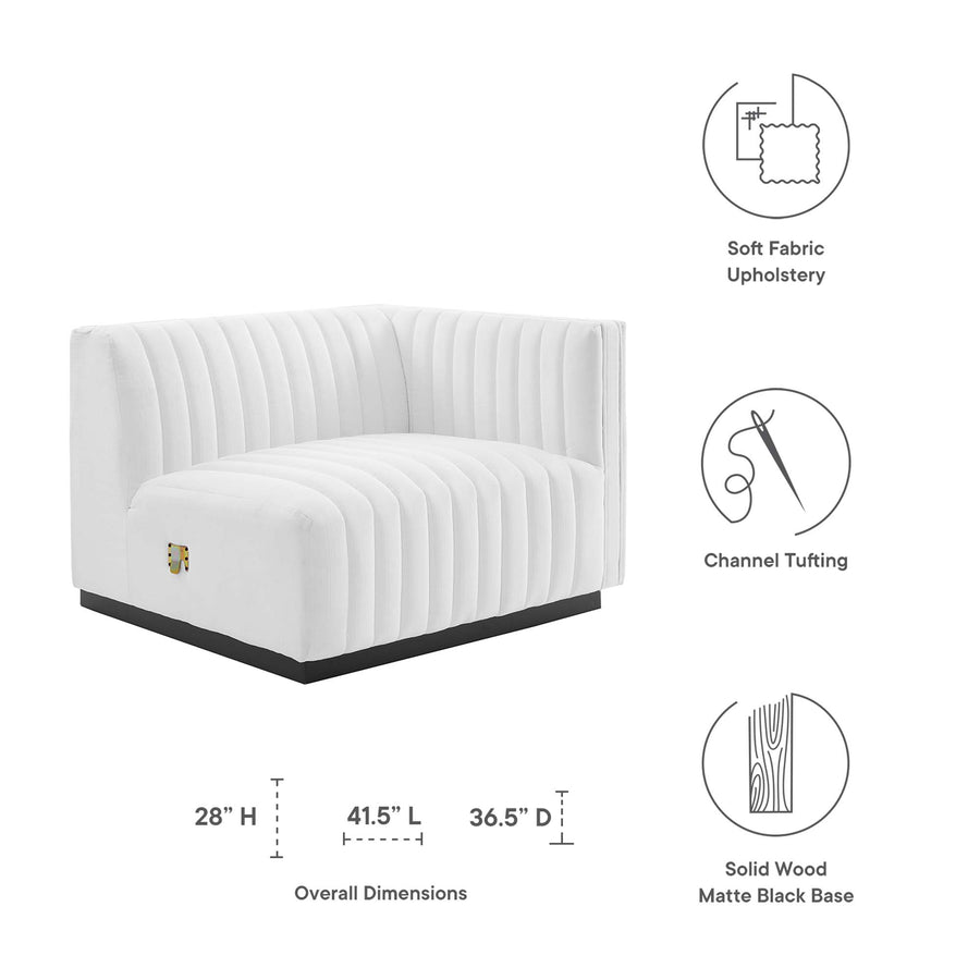 Olive Channel Tufted Upholstered Fabric Right-Arm Chair in Black White